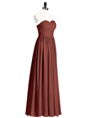 Maxi Chiffon Bridesmaid Dresses with Sweethart Terracotta