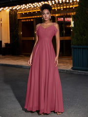 Spaghetti Strap V-neck Chiffon Dresses Cinnamon Rose