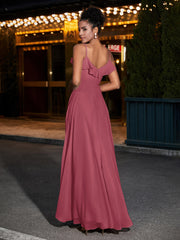 Spaghetti Strap V-neck Chiffon Dresses Cinnamon Rose Plus Size