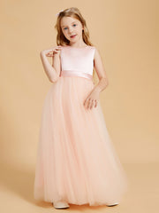 Elegant Floor Length Satin and Tulle Flower Girl Dresses