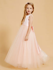 Elegant Floor Length Satin and Tulle Flower Girl Dresses