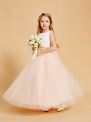 Elegant Floor Length Satin and Tulle Flower Girl Dresses