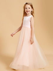 Elegant Floor Length Satin and Tulle Flower Girl Dresses