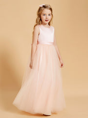 Elegant Floor Length Satin and Tulle Flower Girl Dresses