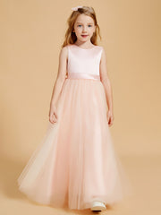 Elegant Floor Length Satin and Tulle Flower Girl Dresses