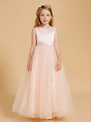 Elegant Floor Length Satin and Tulle Flower Girl Dresses
