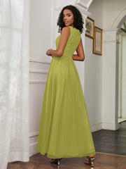 A-Line Jewel Neckline Tulle Dress Clover Plus Size