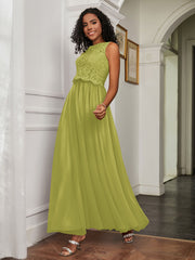 A-Line Jewel Neckline Tulle Dress Clover Plus Size