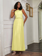 A-Line Jewel Neckline Tulle Dress Daffodil Plus Size