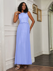 A-Line Jewel Neckline Tulle Dress Lavender Plus Size