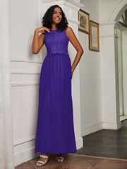 A-Line Jewel Neckline Tulle Dress Regency