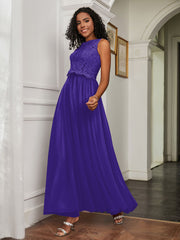 A-Line Jewel Neckline Tulle Dress Regency Plus Size