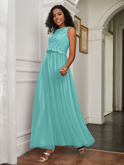 A-Line Jewel Neckline Tulle Dress Spa