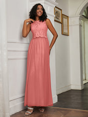 A-Line Jewel Neckline Tulle Dress Sunset Plus Size