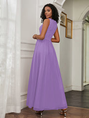 A-Line Jewel Neckline Tulle Dress Tahiti Plus Size
