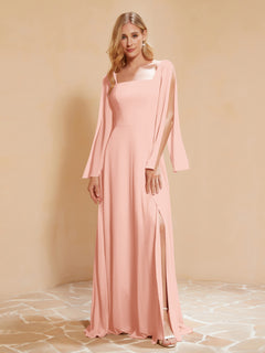 A-Line Pleated Chiffon Dress with Flutter Sleeves Coral