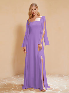 A-Line Pleated Chiffon Dress with Flutter Sleeves Tahiti