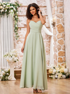 Stunning Spaghetti Straps Sweetheart Neck Chiffon Dresses Flamingo