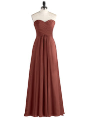 Long Chiffon Strapless Dresses with Sweetheart Terracotta