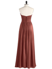 Long Chiffon Strapless Dresses with Sweetheart Terracotta