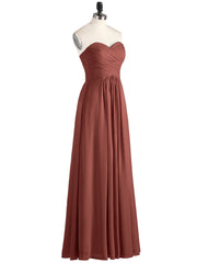 Long Chiffon Strapless Dresses with Sweetheart Terracotta