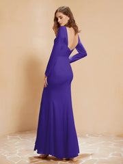 Long Sleeves Mermaid Chiffon Gown with Slit Regency