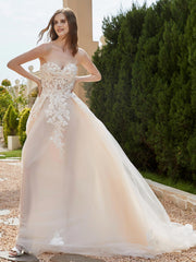 Sweetheart Tulle Wedding Dress with Sequins Champagne