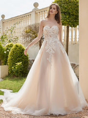 Sweetheart Tulle Wedding Dress with Sequins Champagne