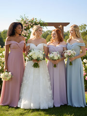 Off Shoulder Circle Skirt Dress with Pockets Dusty Rose