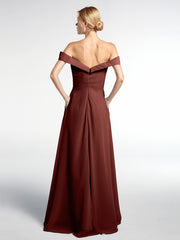 Off Shoulder Circle Skirt Dress with Pockets Terracotta