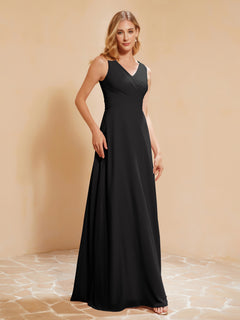 Empire Sleeveless Bridesmaid Gown with Bowknot Black