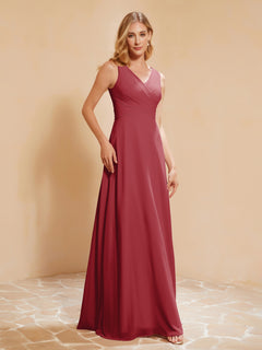 Empire Sleeveless Bridesmaid Gown with Bowknot Burgundy