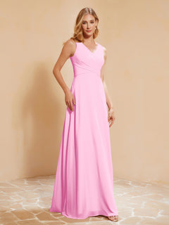 Empire Sleeveless Bridesmaid Gown with Bowknot Candy Pink