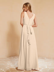 Empire Sleeveless Bridesmaid Gown with Bowknot Champagne