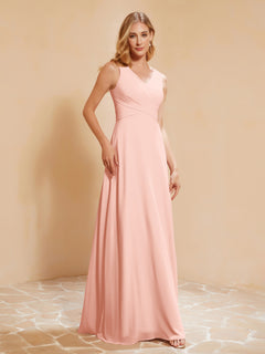 Empire Sleeveless Bridesmaid Gown with Bowknot Coral