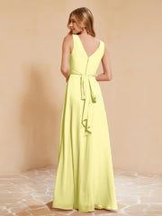 Empire Sleeveless Bridesmaid Gown with Bowknot Daffodil