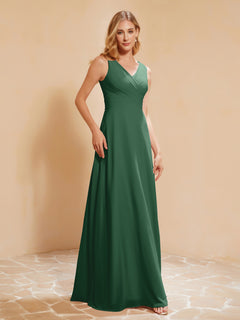 Empire Sleeveless Bridesmaid Gown with Bowknot Dark Green