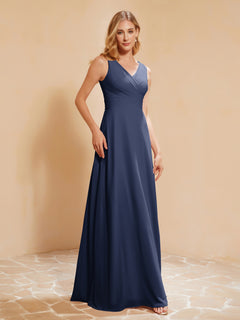 Empire Sleeveless Bridesmaid Gown with Bowknot Dark Navy
