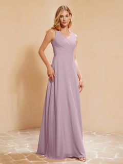 Empire Sleeveless Bridesmaid Gown with Bowknot Dusk