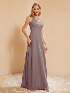 Empire Sleeveless Bridesmaid Gown with Bowknot Dusk