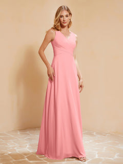 Empire Sleeveless Bridesmaid Gown with Bowknot Flamingo