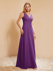 Empire Sleeveless Bridesmaid Gown with Bowknot Grape