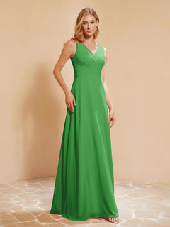 Empire Sleeveless Bridesmaid Gown with Bowknot Green