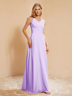 Empire Sleeveless Bridesmaid Gown with Bowknot Lilac
