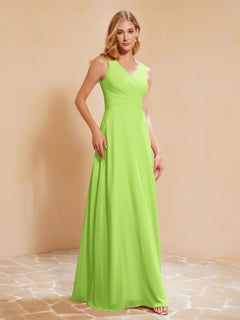 Empire Sleeveless Bridesmaid Gown with Bowknot Lime Green