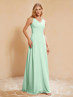 Empire Sleeveless Bridesmaid Gown with Bowknot Mint Green