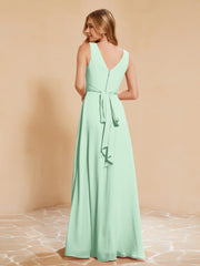 Empire Sleeveless Bridesmaid Gown with Bowknot Mint Green