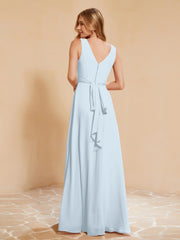 Empire Sleeveless Bridesmaid Gown with Bowknot Mist