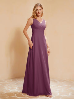 Empire Sleeveless Bridesmaid Gown with Bowknot Mulberry