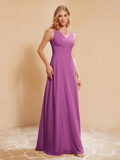 Empire Sleeveless Bridesmaid Gown with Bowknot Orchid